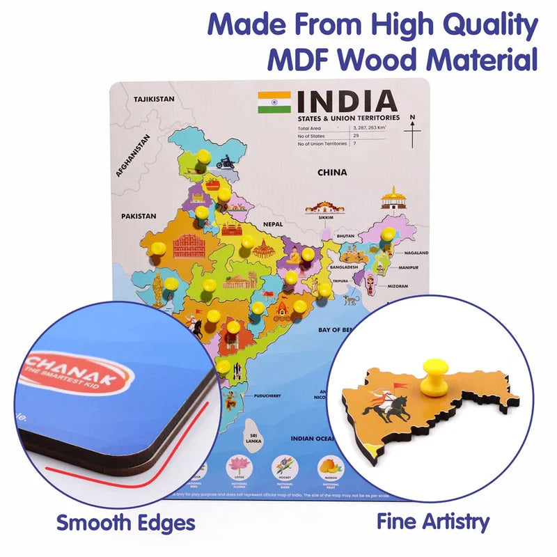 India Wooden Map Puzzle for Kids – Learn, Explore & Discover!