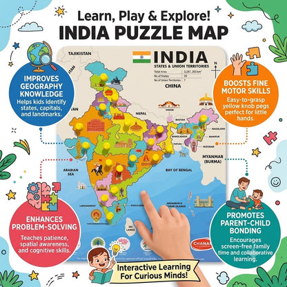 India Wooden Map Puzzle for Kids – Learn, Explore & Discover!